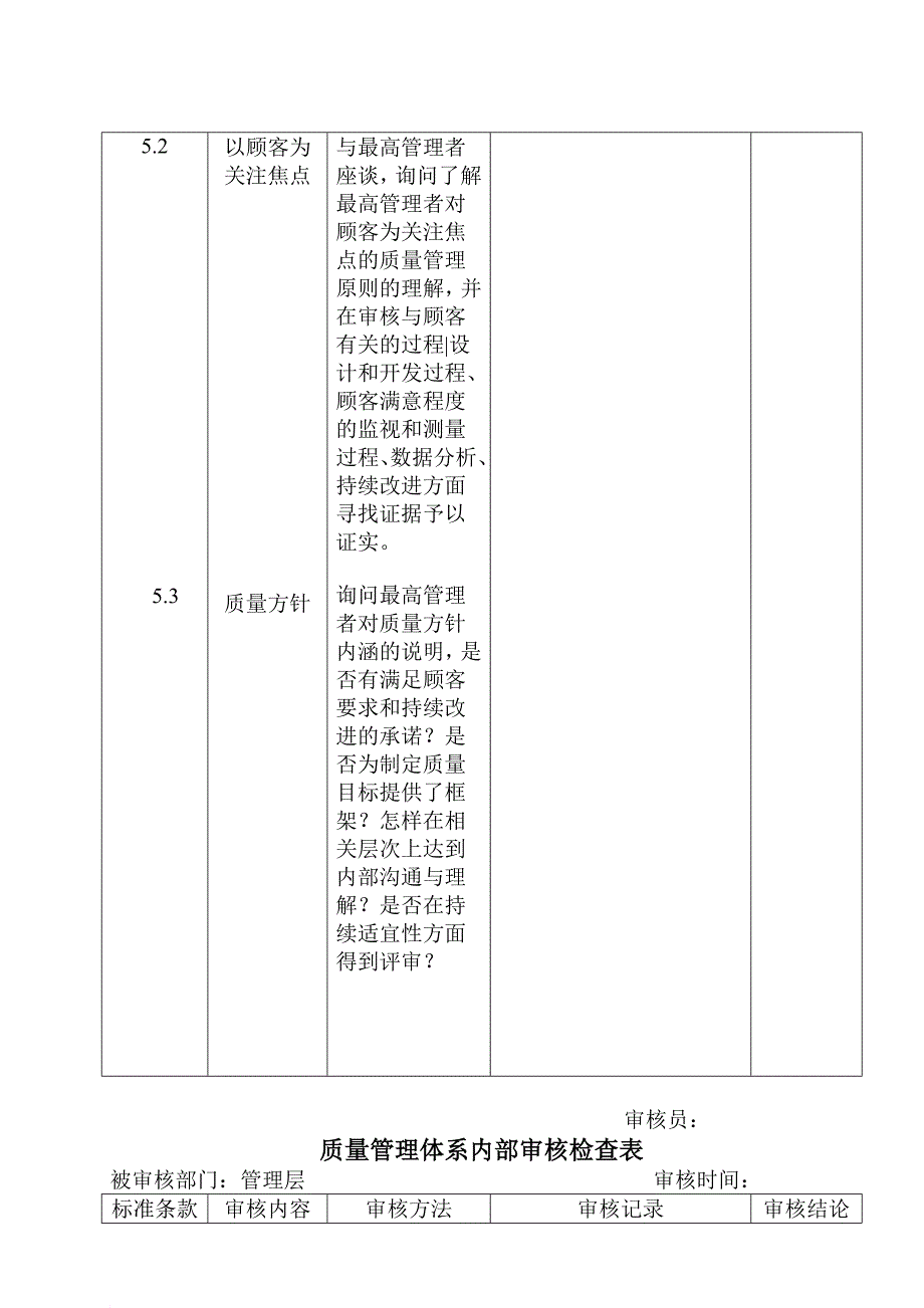 质量管理体系内部审核检查表_第4页