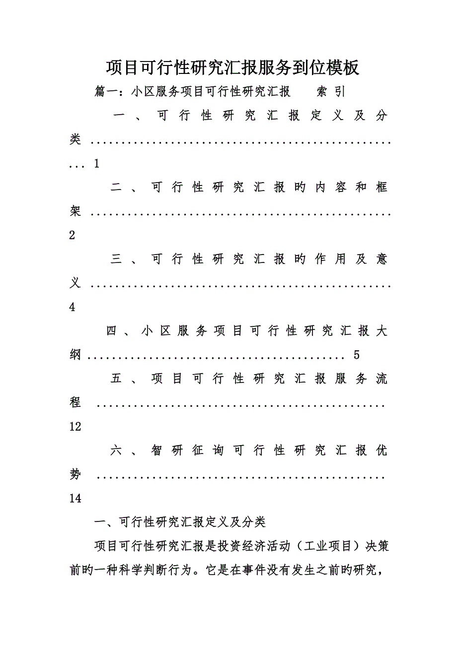 项目可行性研究报告服务到位模板_第1页