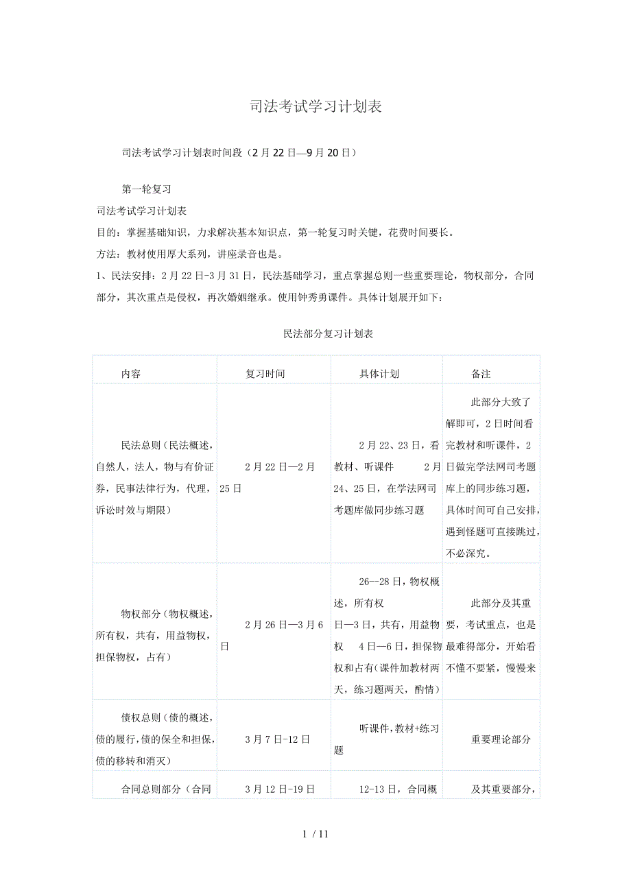 司法考试学习计划表供参考_第1页