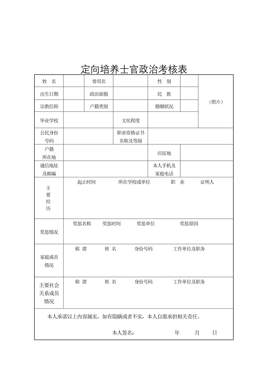 定向培养士官政治考核表.DOC_第3页