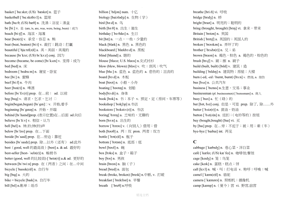 字母顺序 初中英语单词大全(带音标)_第2页