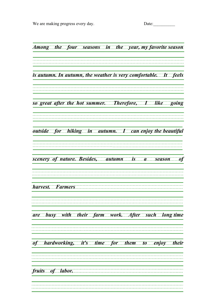 小学五年级上册英语(PEP)练字字帖_第1页