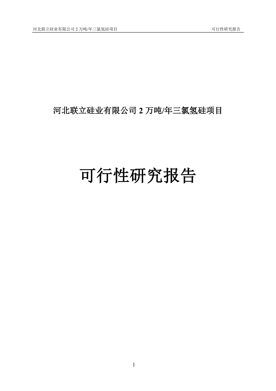 河北联立硅业有限公司2万吨年三氯氢硅项目可行性策划书.doc_第1页