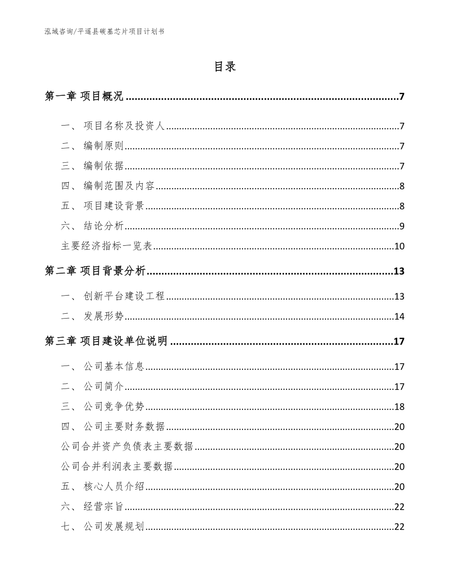 平遥县碳基芯片项目计划书_范文模板_第1页