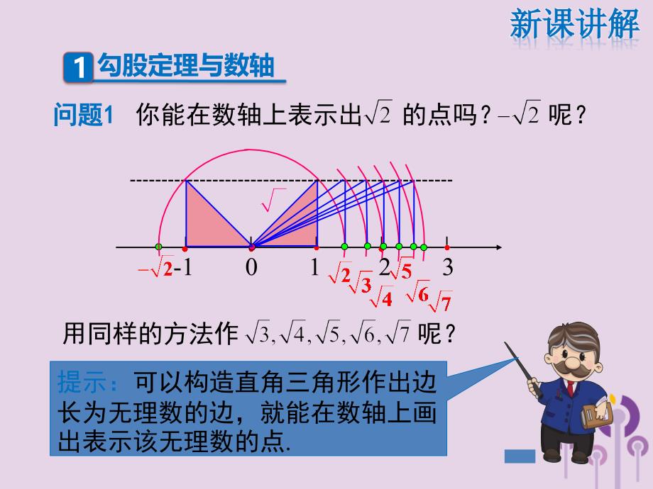 2019年春八年级数学下册 第17章 勾股定理 17.1 勾股定理 第3课时 利用勾股定理作图或计算课件 （新版）新人教版_第5页