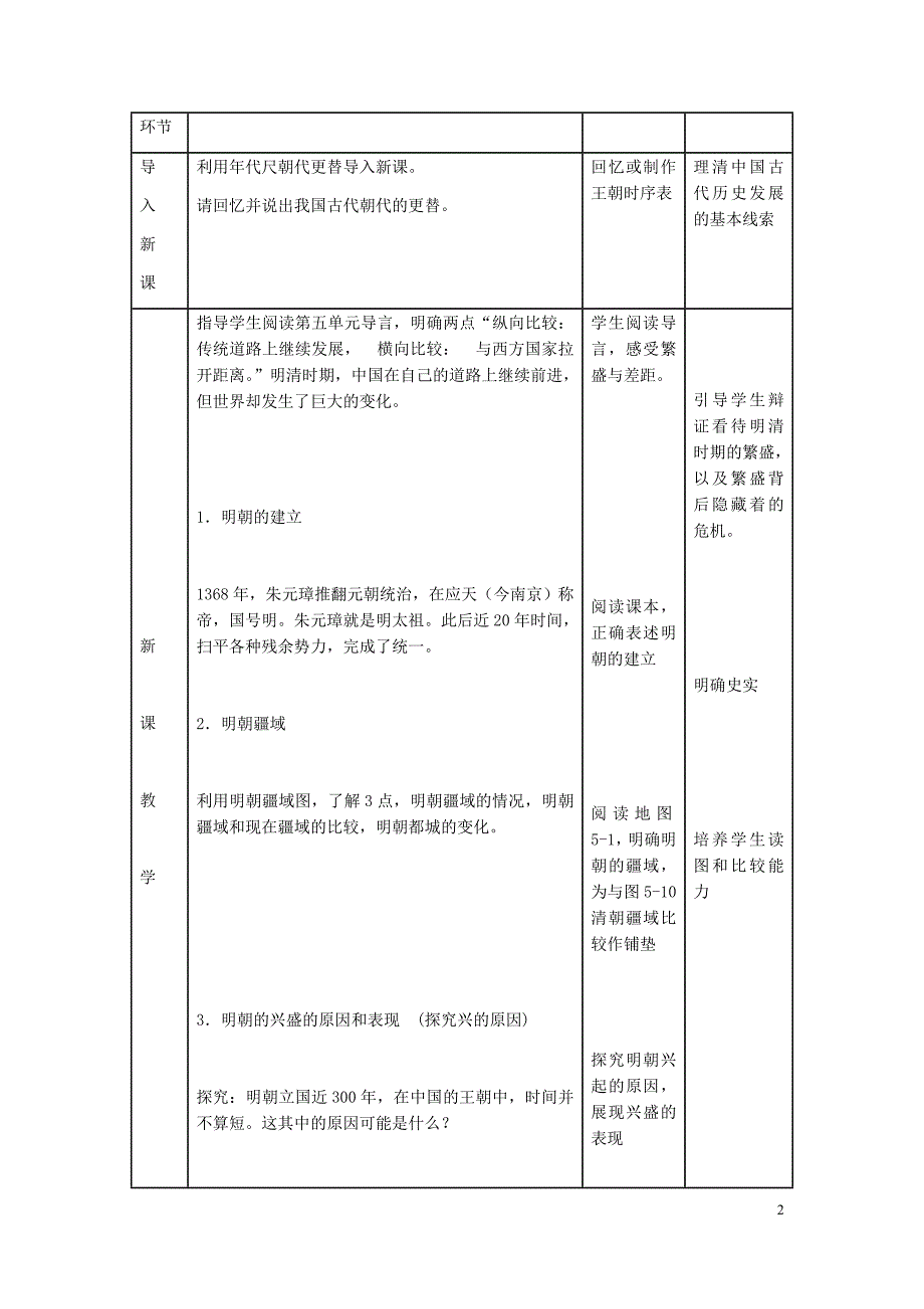 八年级历史与社会下册第五单元第一课第1框明清帝国的兴替教学设计人教版+八年级历史与社会下册第五单元第三课第1框近代前夜的危机教学设计人教版_第2页