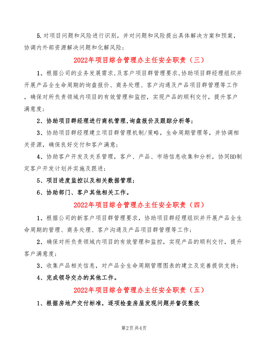 2022年项目综合管理办主任安全职责_第2页