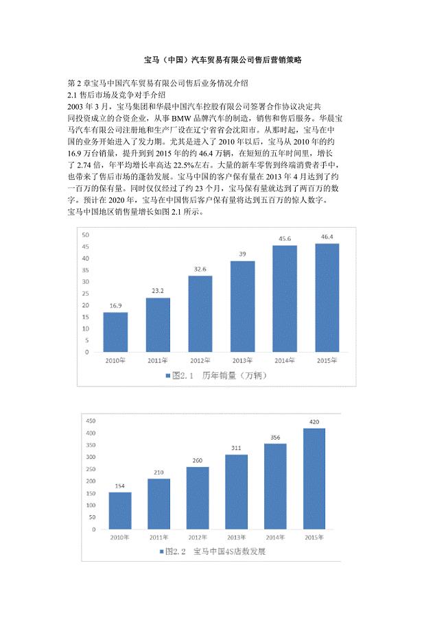 宝马（中国）汽车贸易有限公司售后营销策略