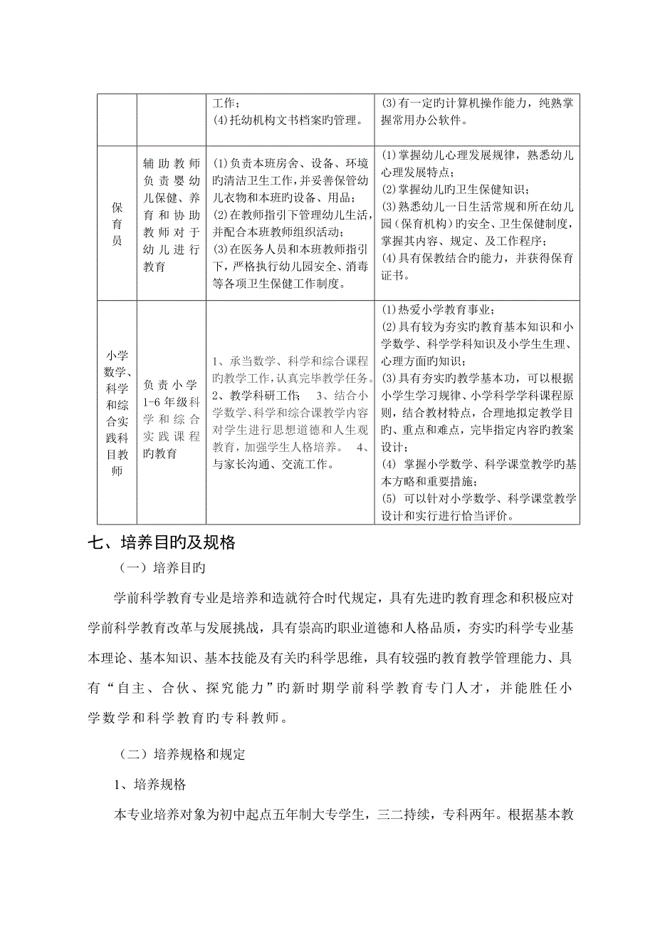 学前科学教育人才培养专题方案_第2页