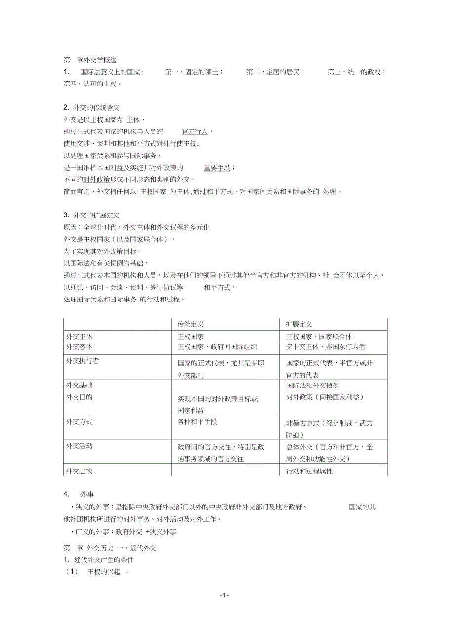 外交学导论基础考点_第1页