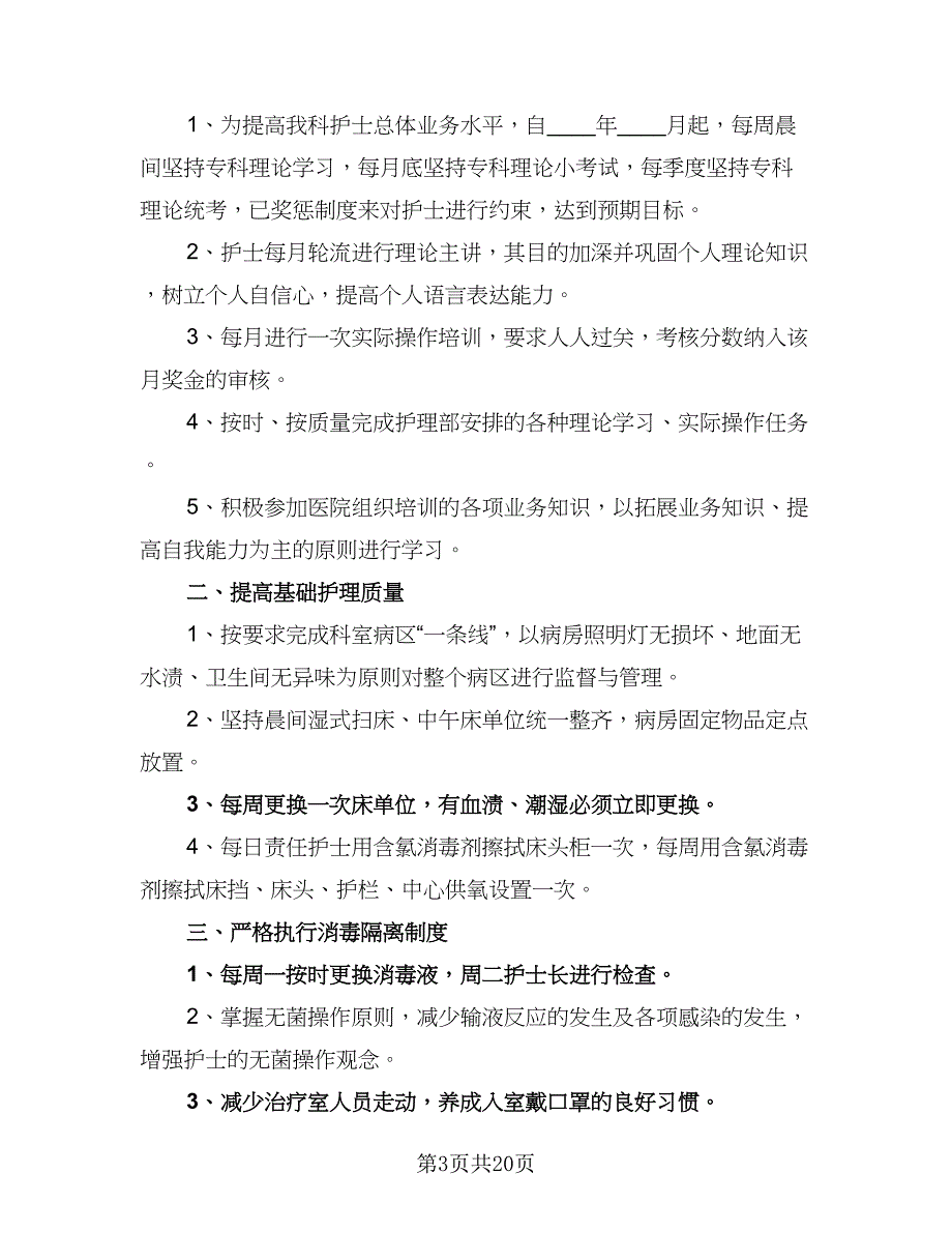 2023年医院护士长的个人工作计划例文（八篇）.doc_第3页