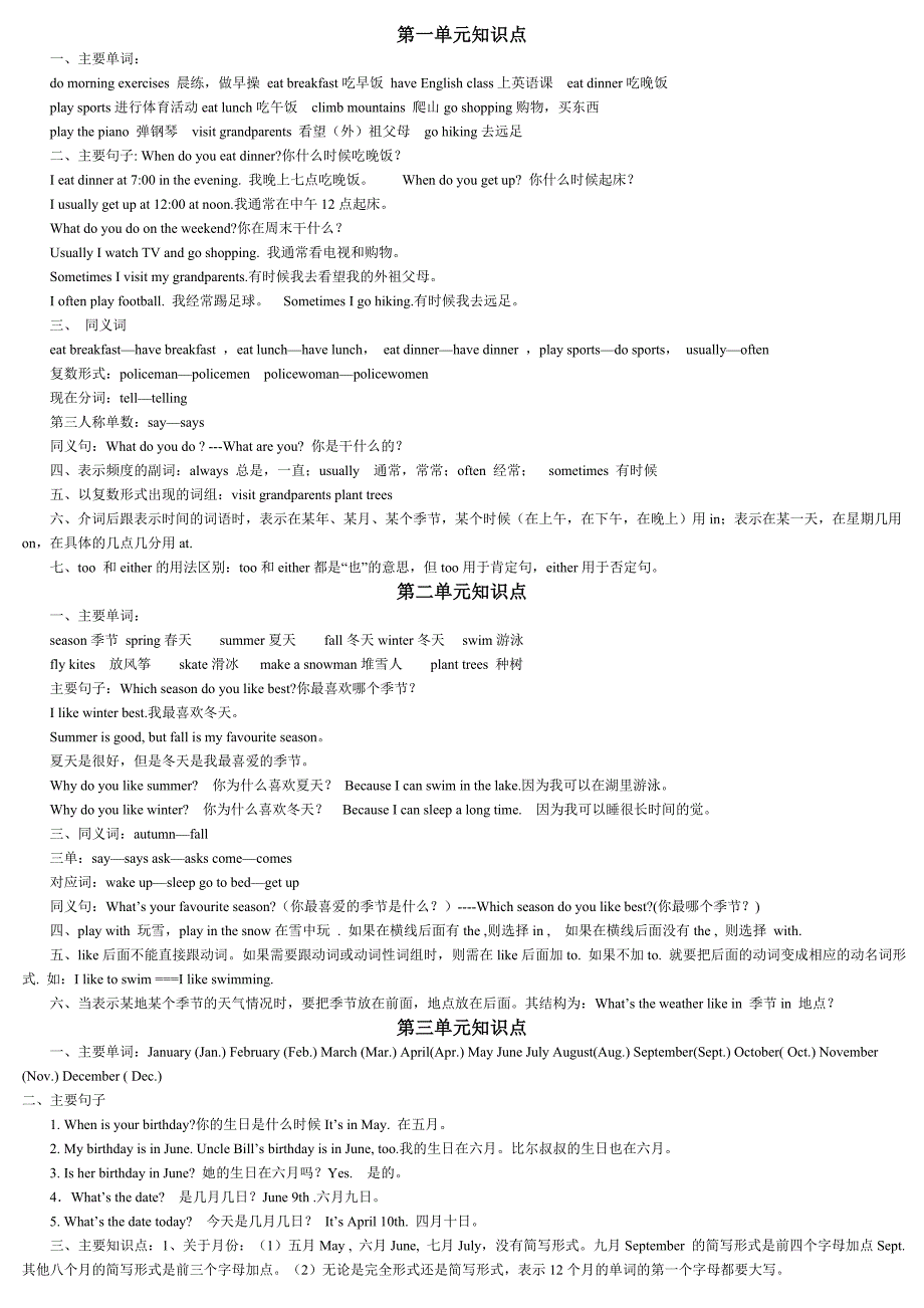 小学五年级英语知识点归纳_第1页