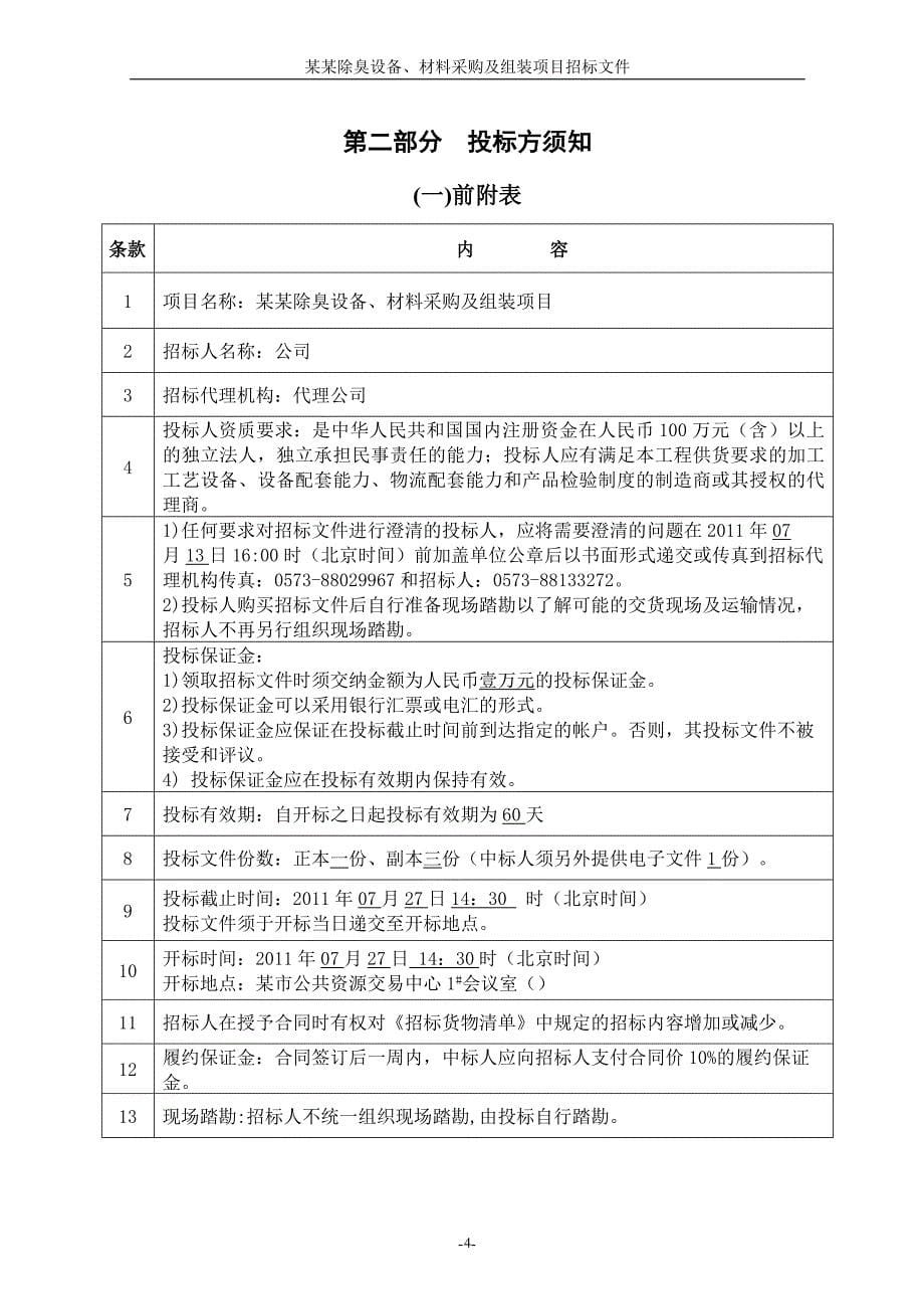 污水收集处理工程泵站除臭设备、材料采购及组装项目招标文件_第5页