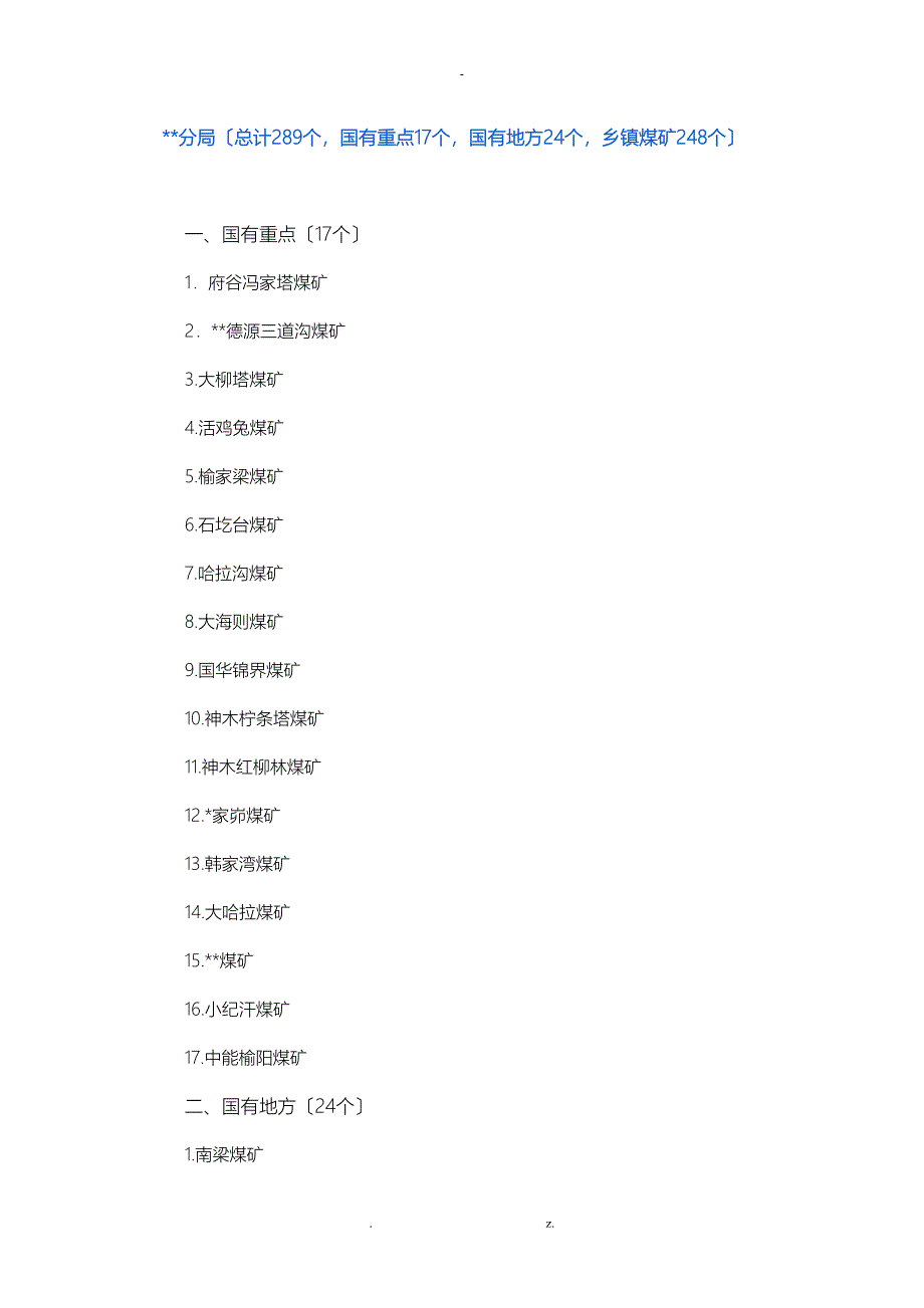 榆林分局煤矿分布_第1页