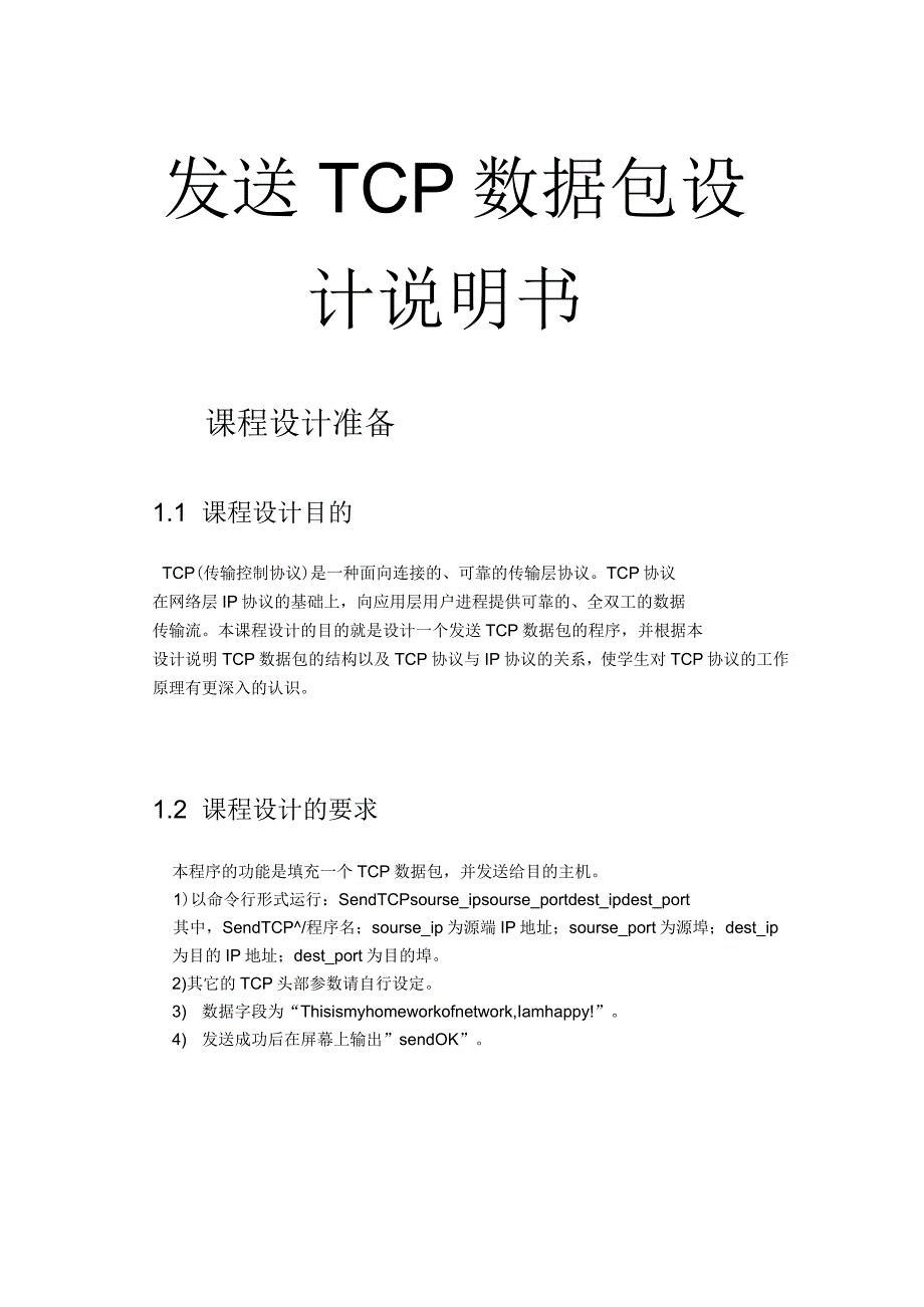 发送TCP数据包设计说明书_第1页