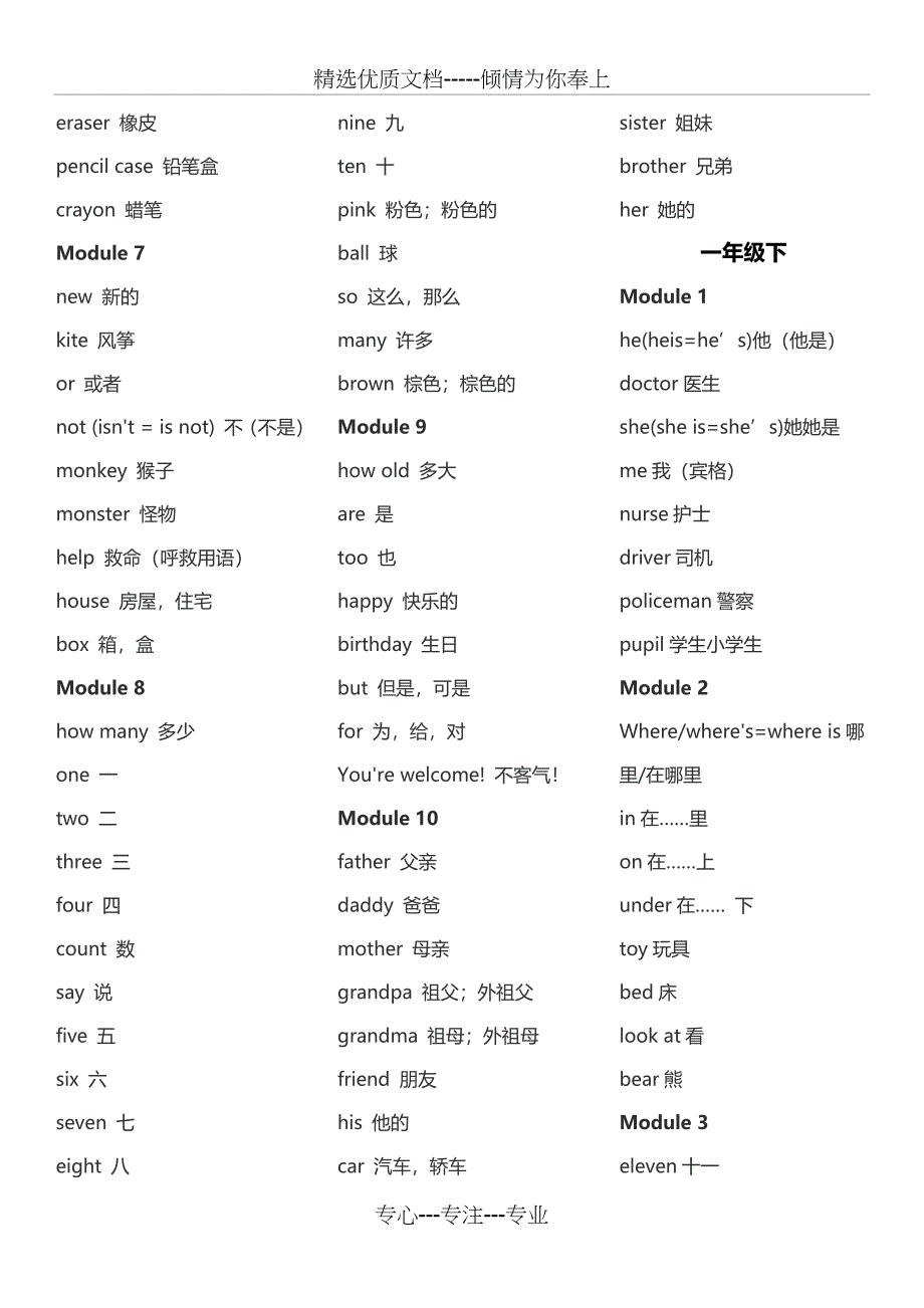 外研社小学英语单词表(一年级起1-12全册)_第2页