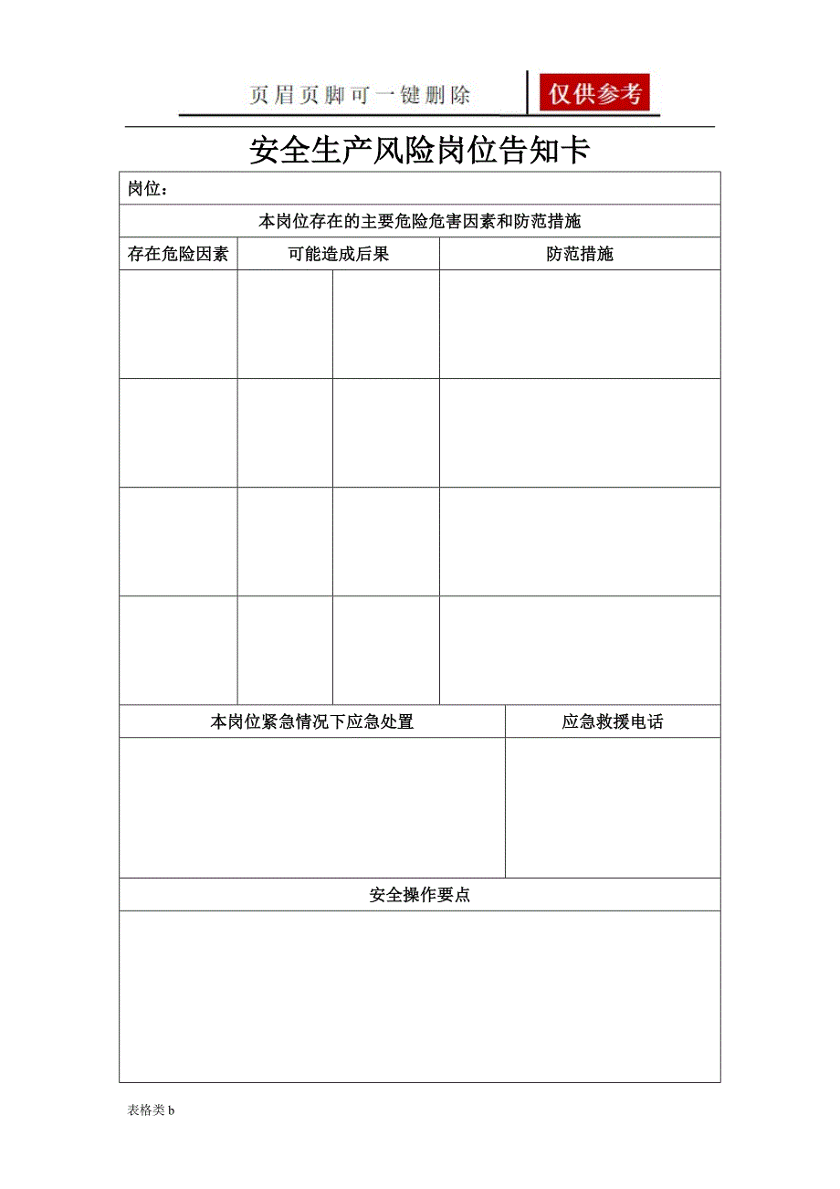 安全生产风险岗位告知卡【图表卡片】_第4页