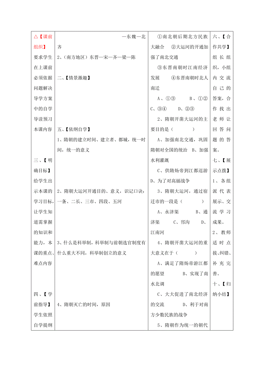 七年级历史下册第一单元隋唐时期：繁荣与开放的时代1隋朝的统一与灭亡学案无答案新人教版_第2页