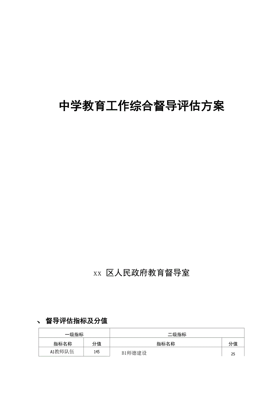 2012年中学教育工作综合督导评估方案_第1页