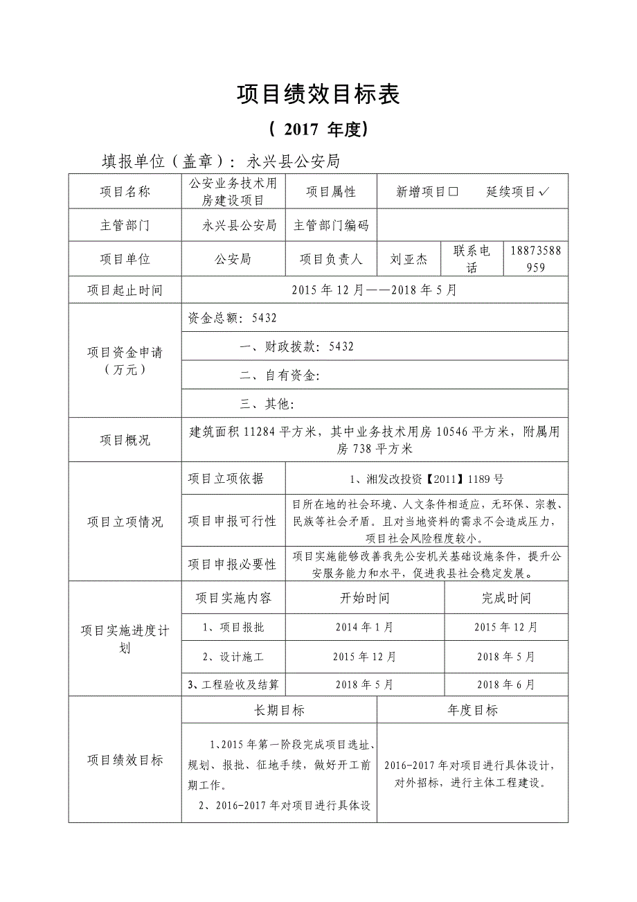 项目绩效目标表_第1页