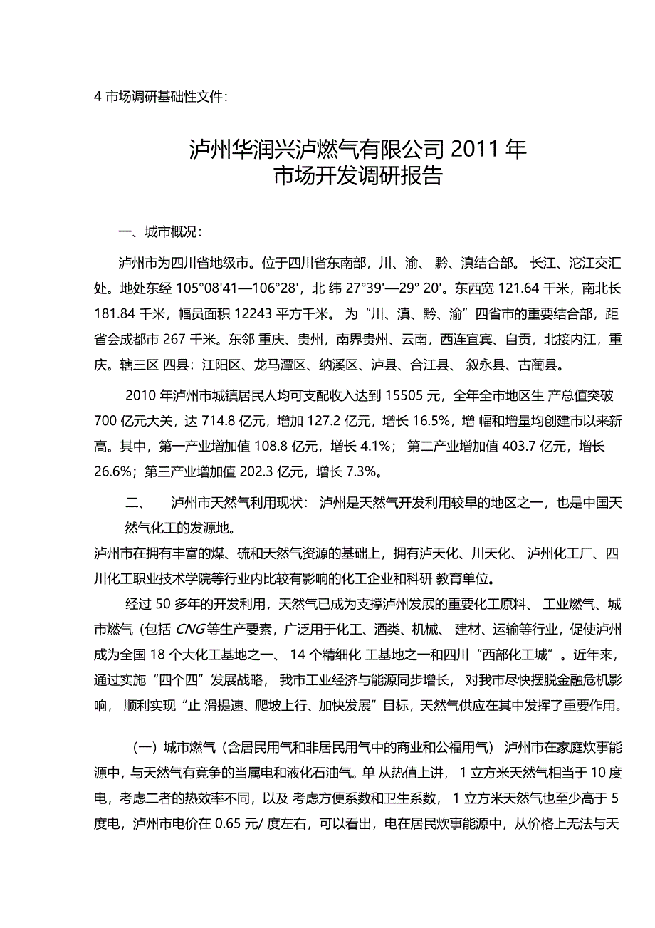 泸州燃气场开发调研报告XX燃气公司_第1页