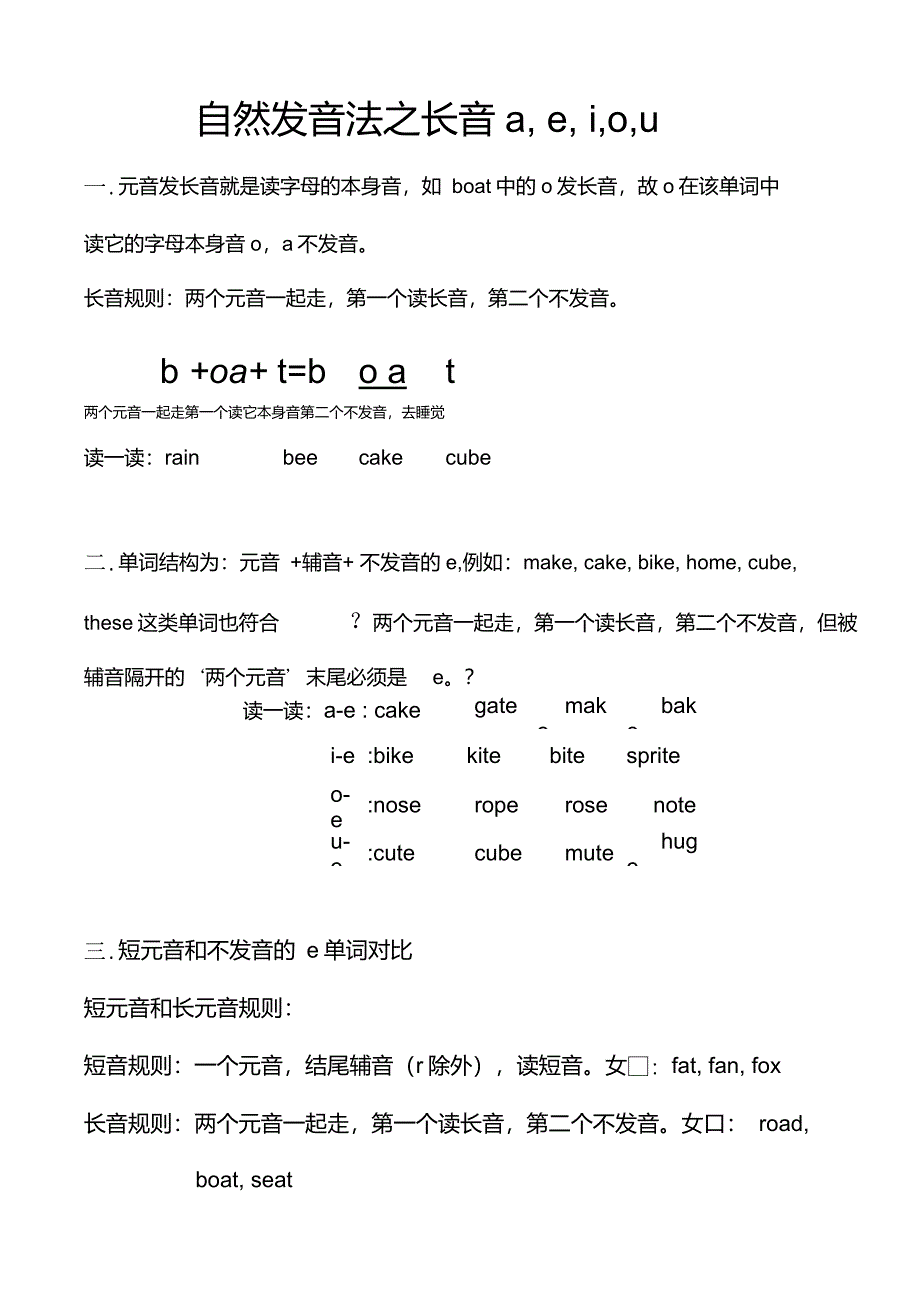 自然拼读法2长元音aeiou_第1页