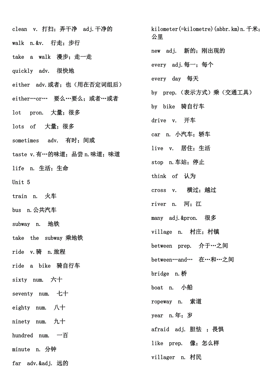 鲁教版初一英语单词表上下册_第4页