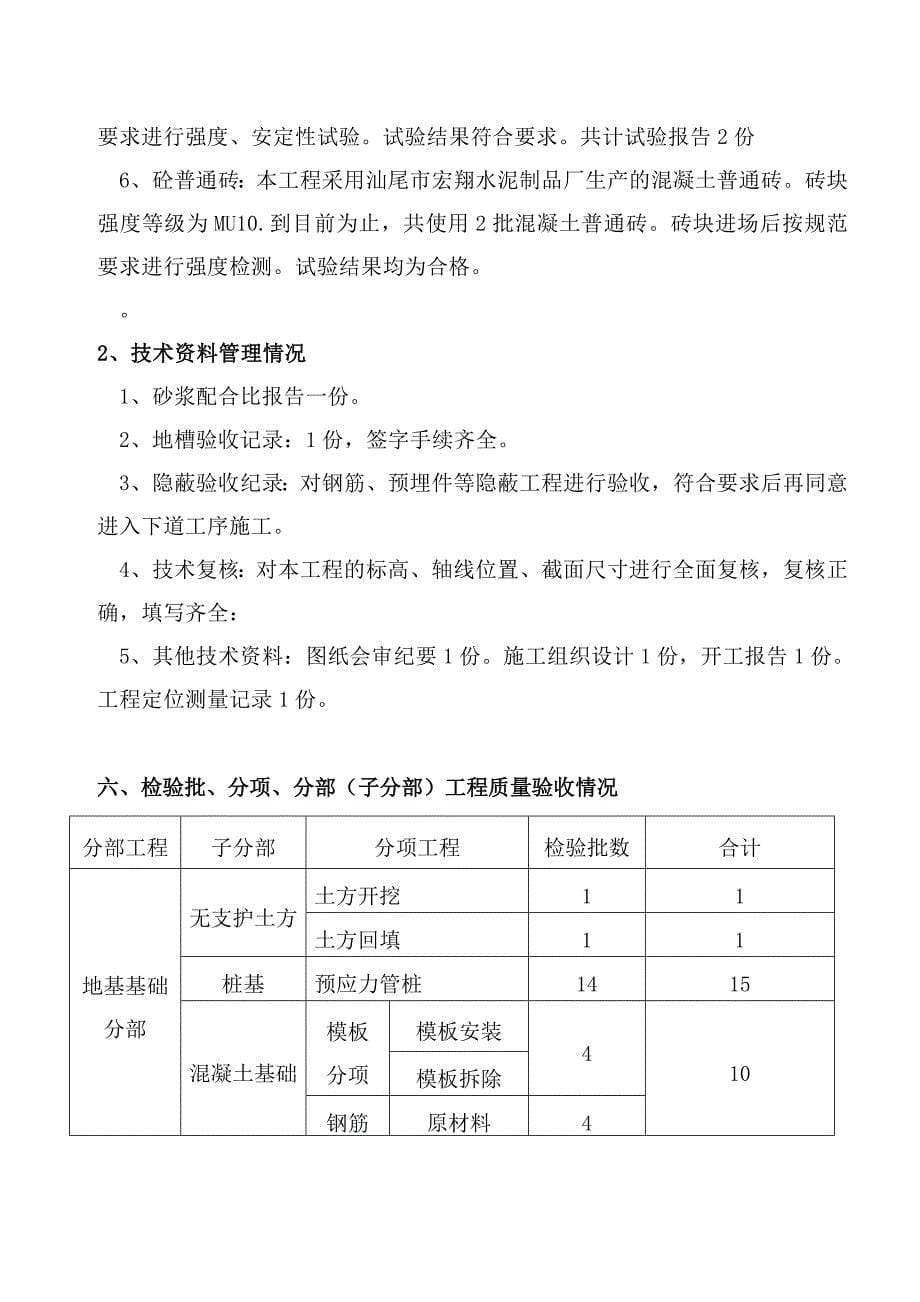 市生活垃圾无害化处理中心工程宿舍及食堂楼基础监理报告_第5页