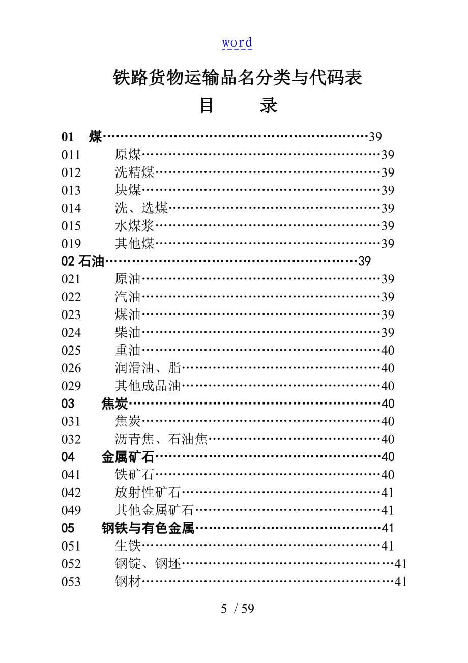 铁路货物运输品名分类与代码表_第5页