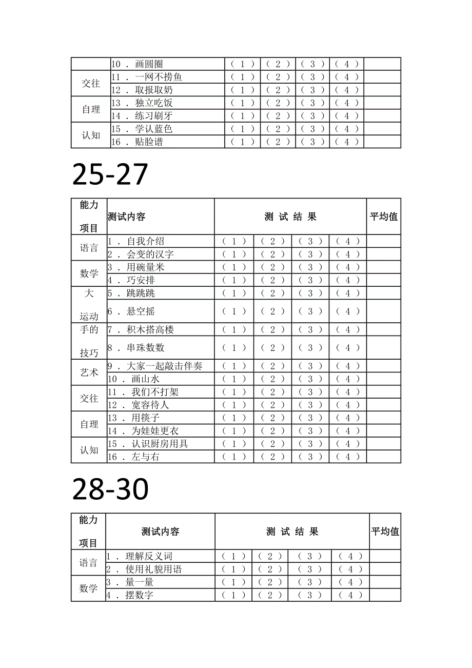 幼儿能力测试完成表格_第4页