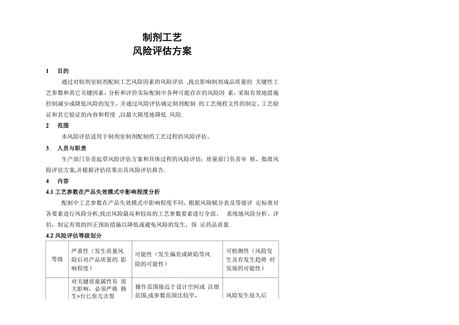 制剂工艺风险评估方案_第1页