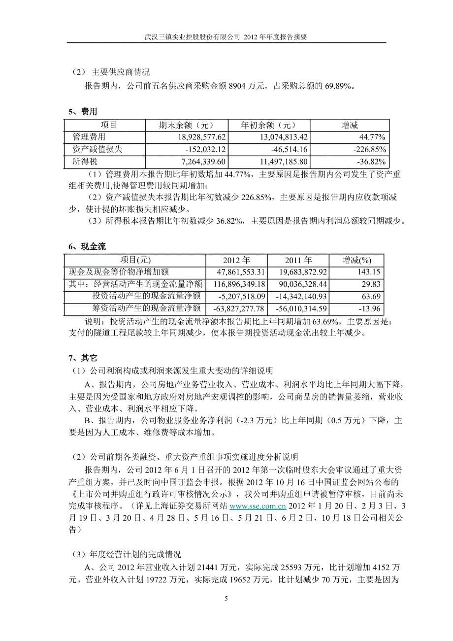 600168武汉控股年报摘要_第5页