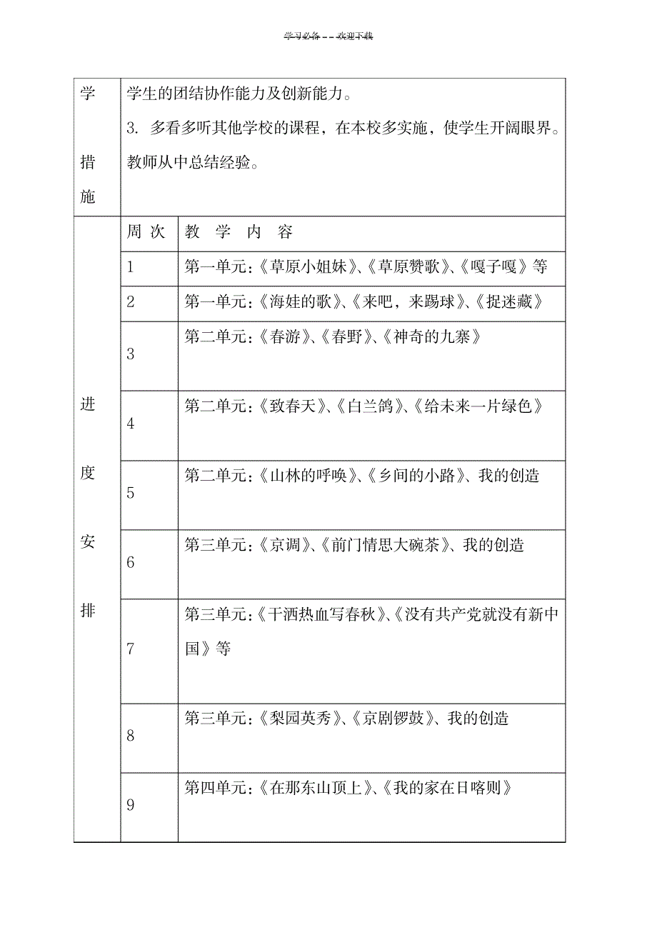 苏少版五年级下音乐教学计划_小学教育-小学学案_第3页