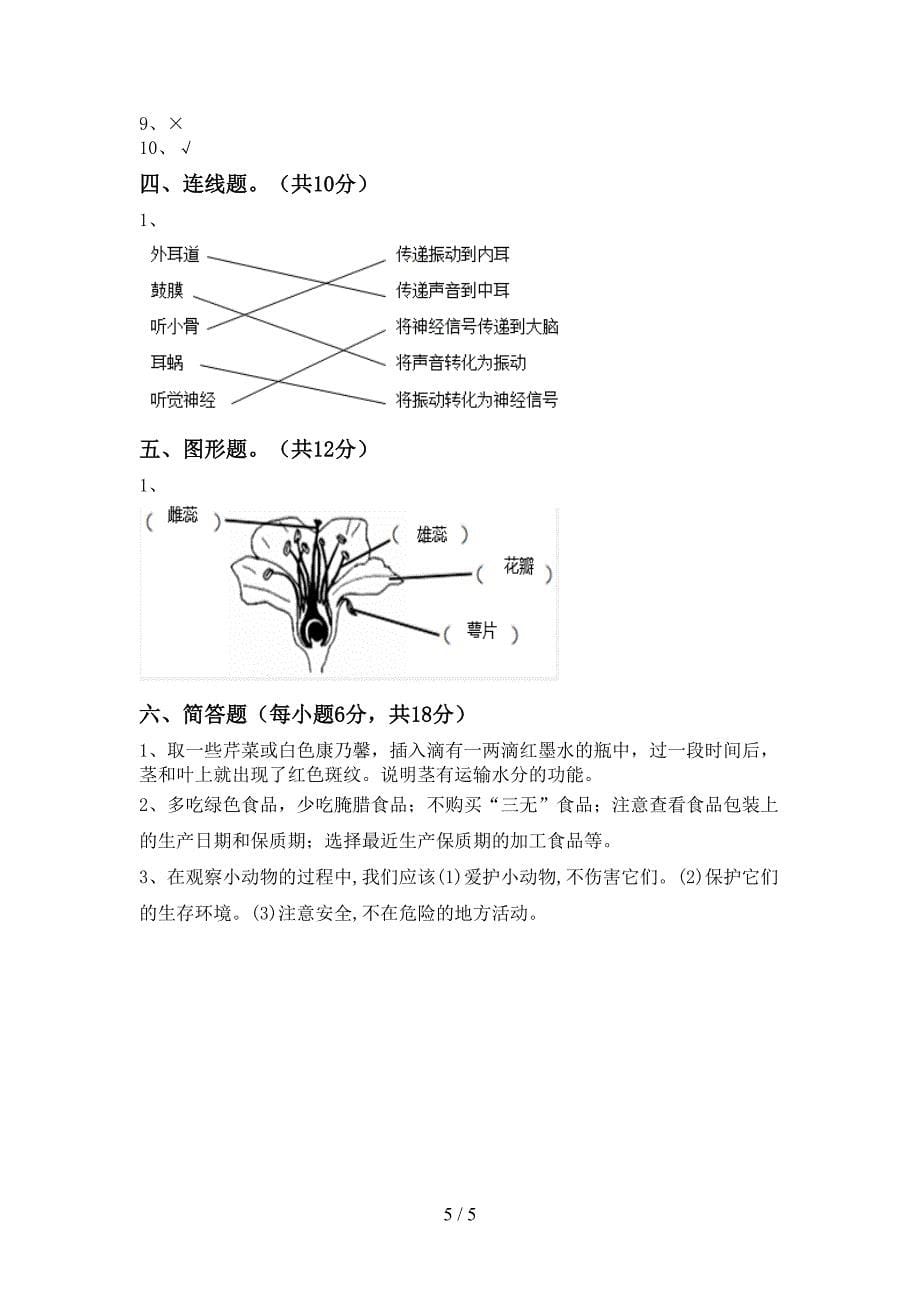 湘教版四年级科学上册期中考试卷(1套).doc_第5页