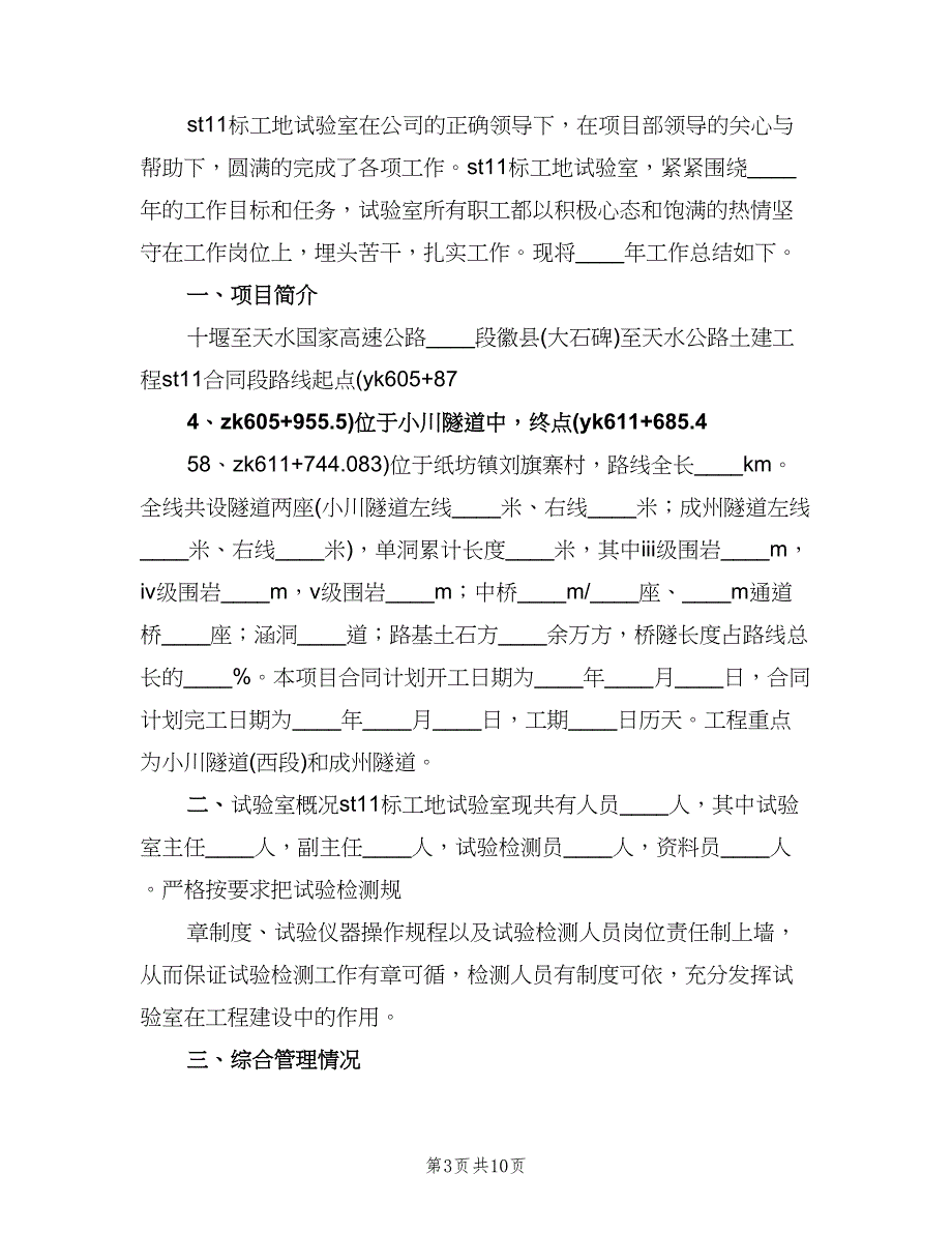 试验室主任工作总结标准范文（2篇）.doc_第3页