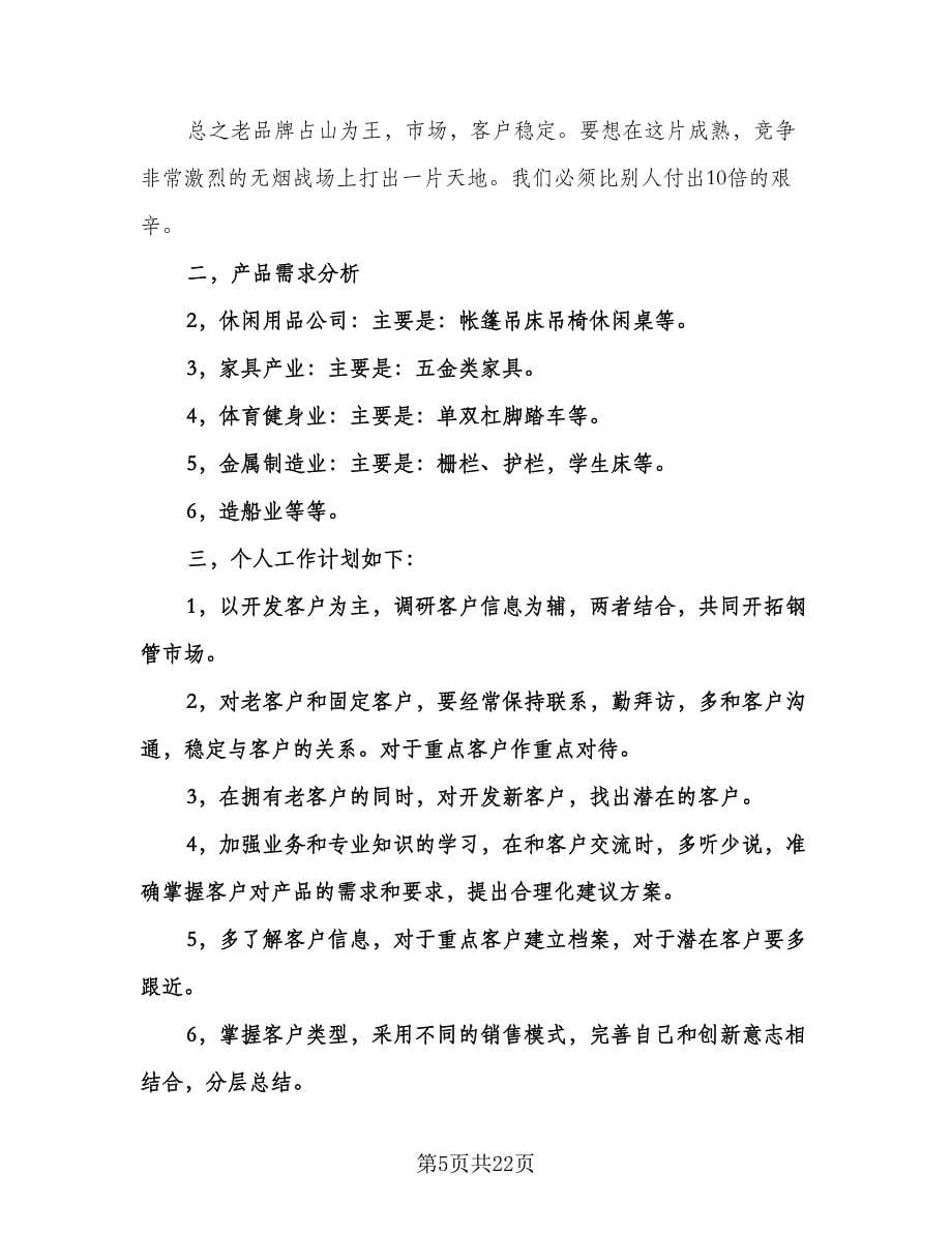 销售人员个人工作计划样本（9篇）.doc_第5页