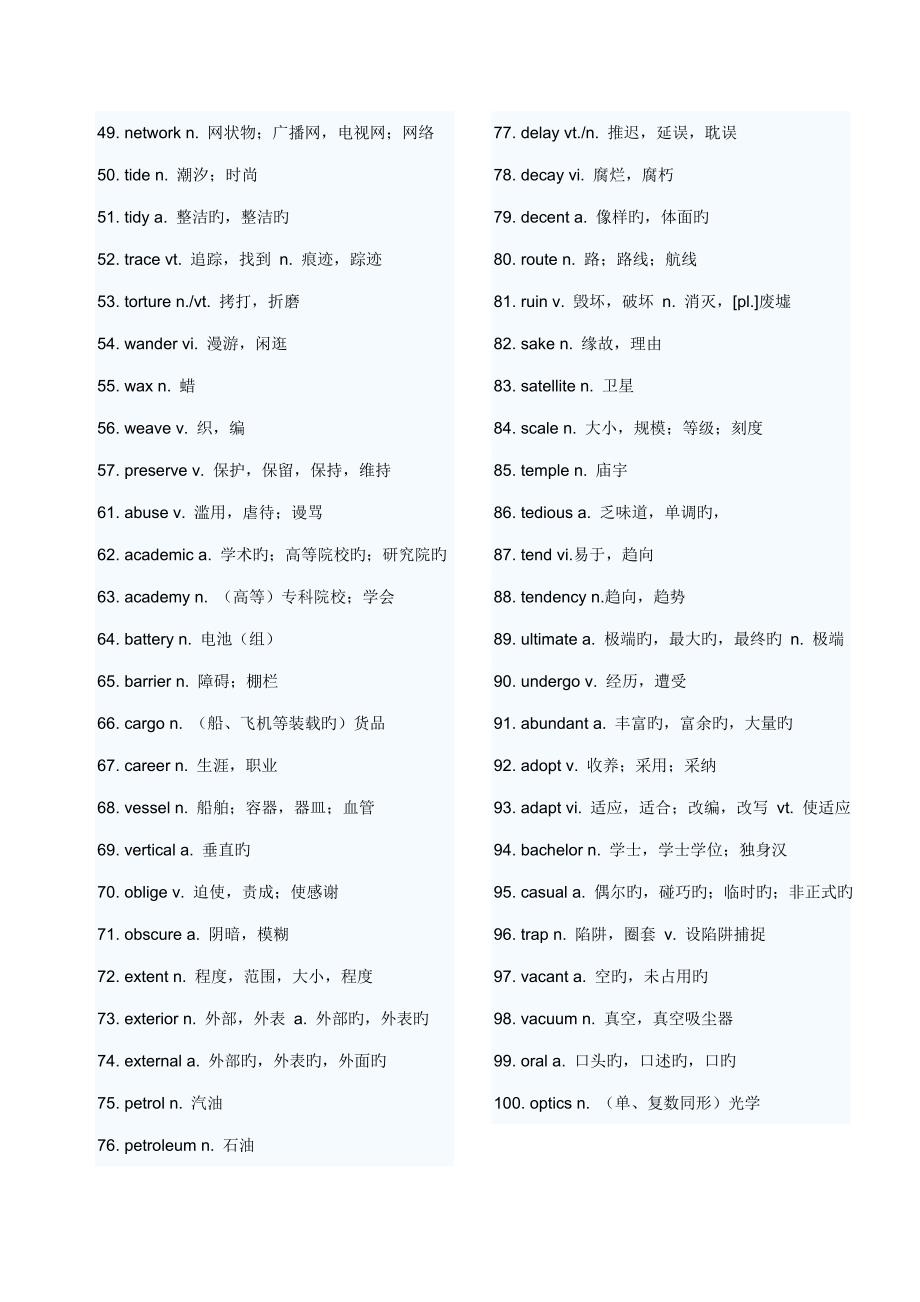 2023年大学英语四级高频词汇_第2页