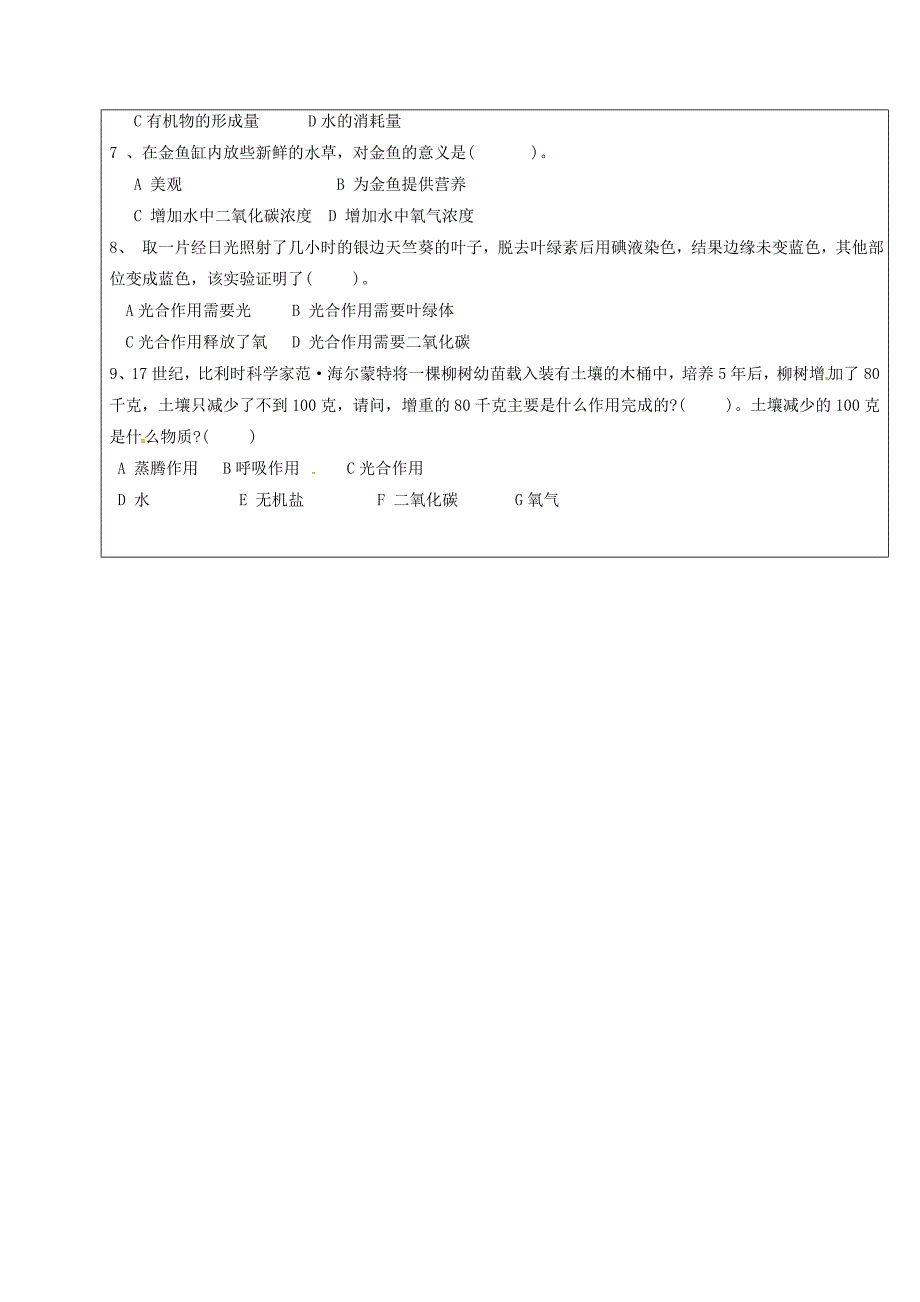 精选类山东省长清区双泉中学七年级生物上册2.1.3绿色植物的光合作用学案2无答案济南版通用_第3页