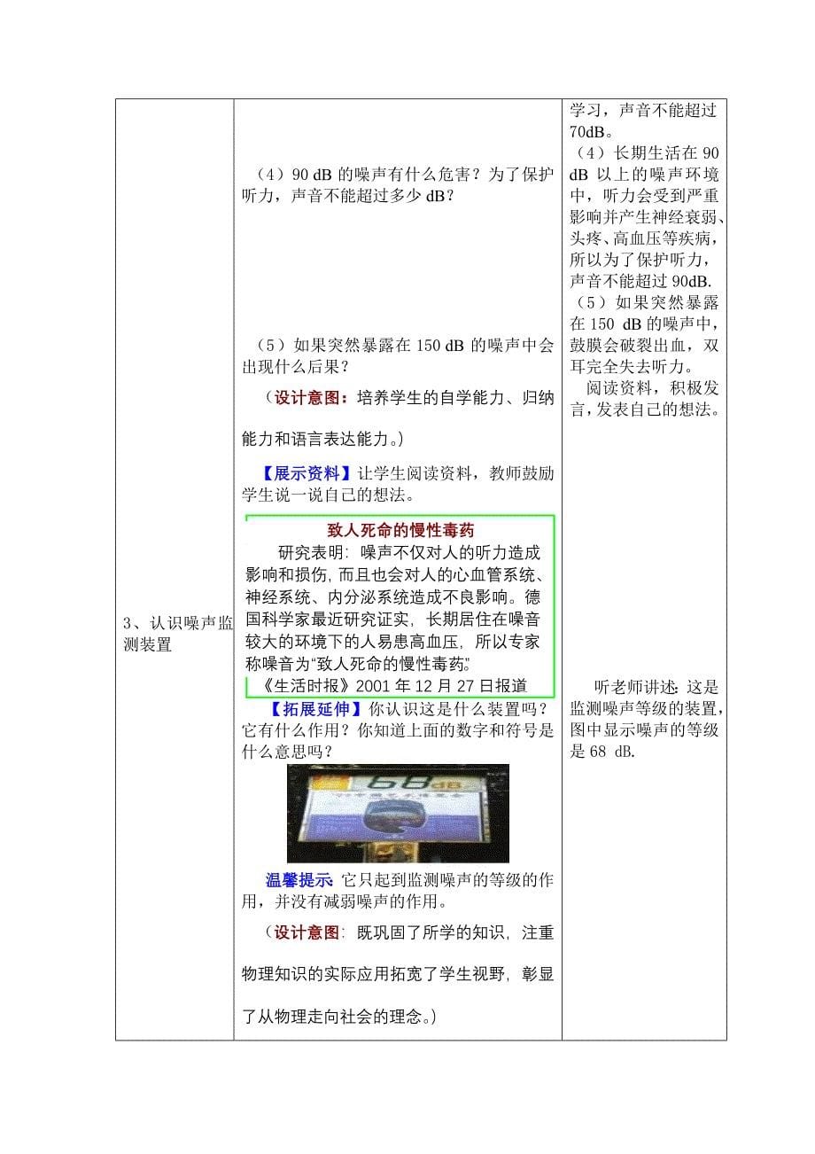 初中物理噪声的危害和控制教学设计_第5页