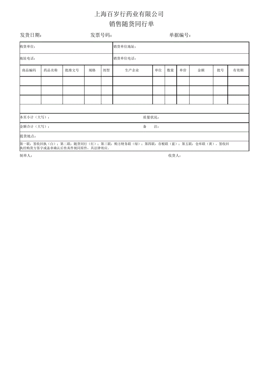 随货同行单模板(模板)_第1页