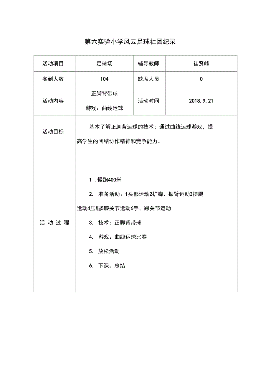 (完整word版)足球社团活动记录表(word文档良心出品)_第2页