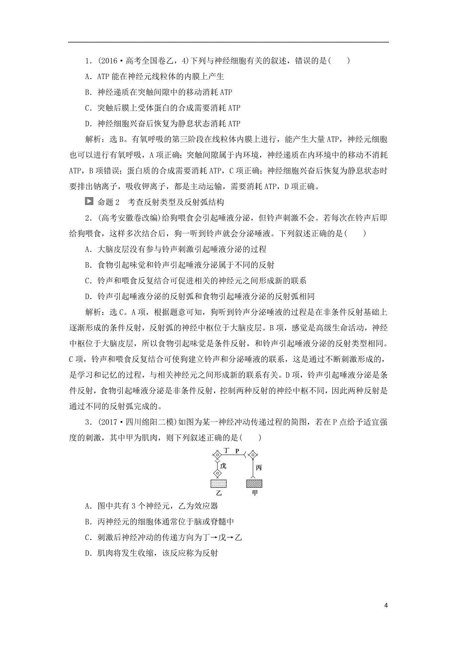 2018版高考生物复习生命活动的调节第30讲通过神经系统的调节学案.doc_第4页