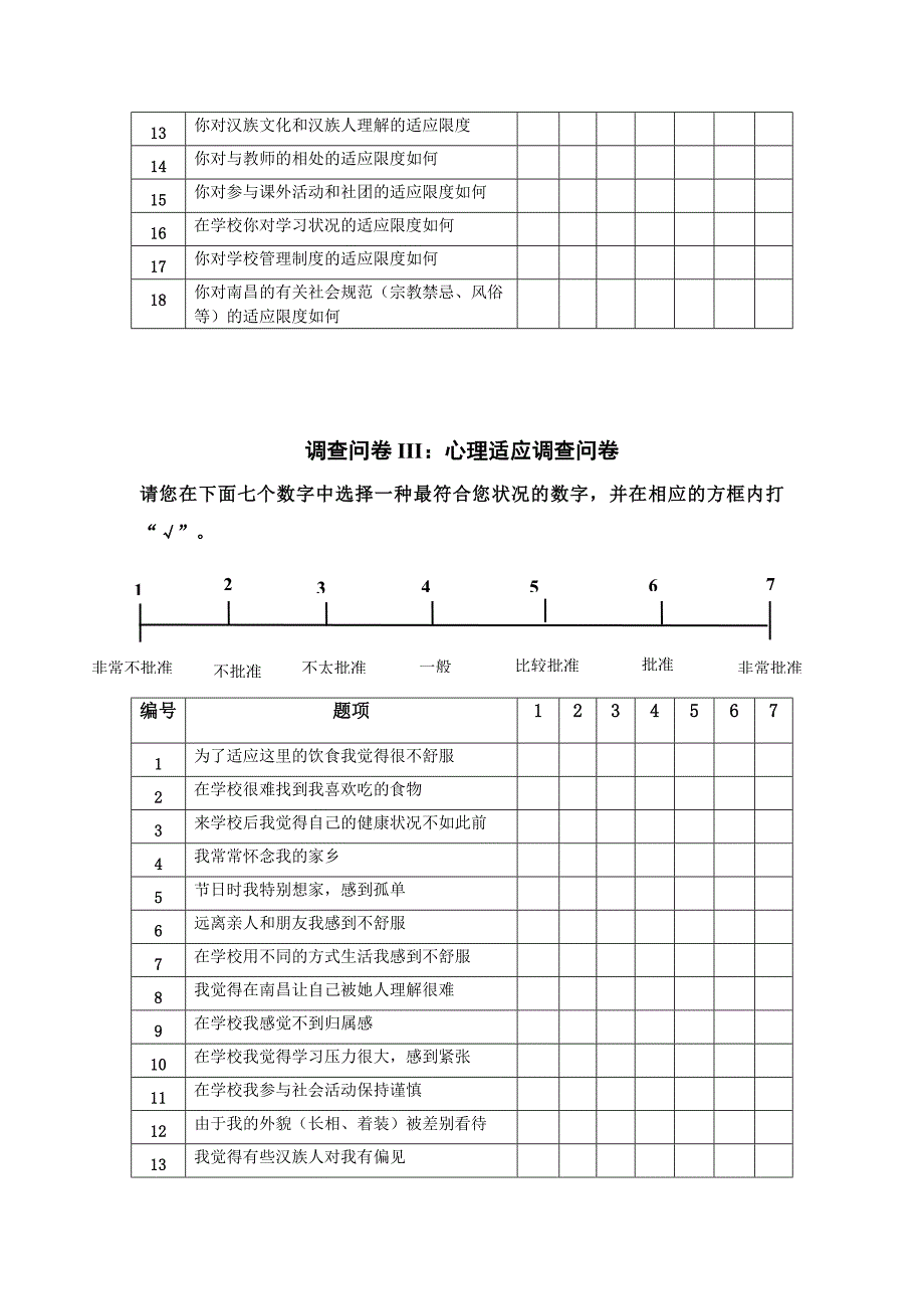 在赣少数民族大学生文化适应调查问卷_第3页