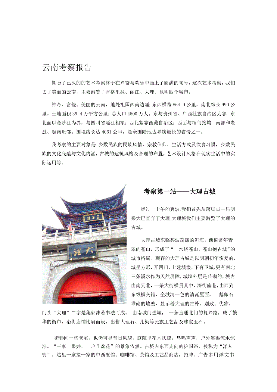 云南艺术考察报告_第1页