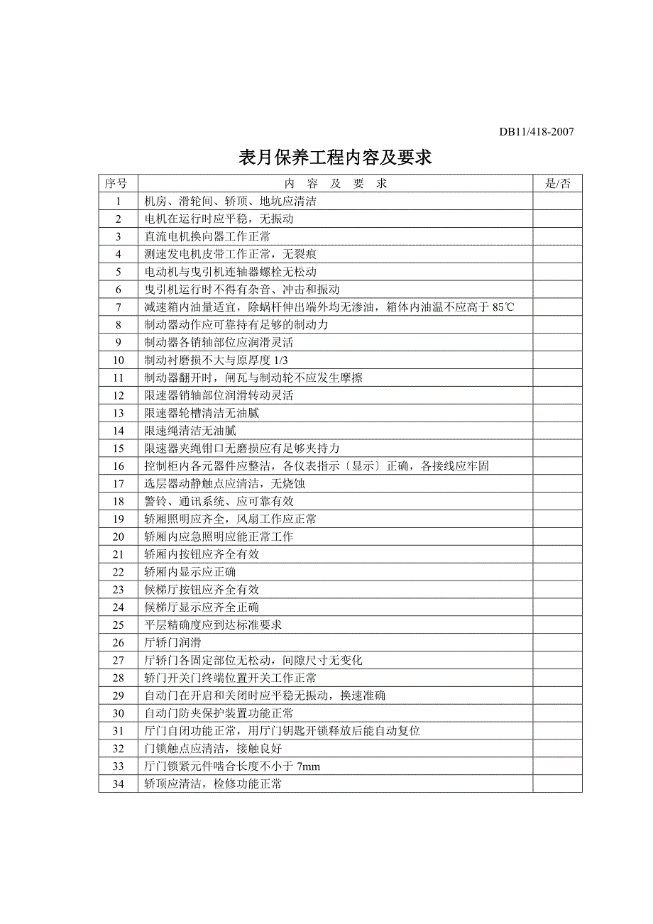 电梯日常维护保养项目表_第3页