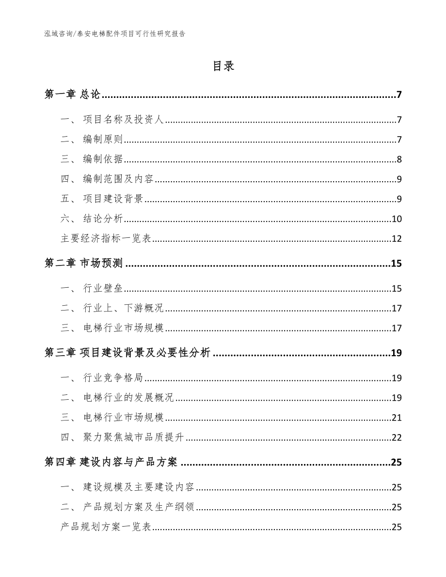 泰安电梯配件项目可行性研究报告_范文_第2页