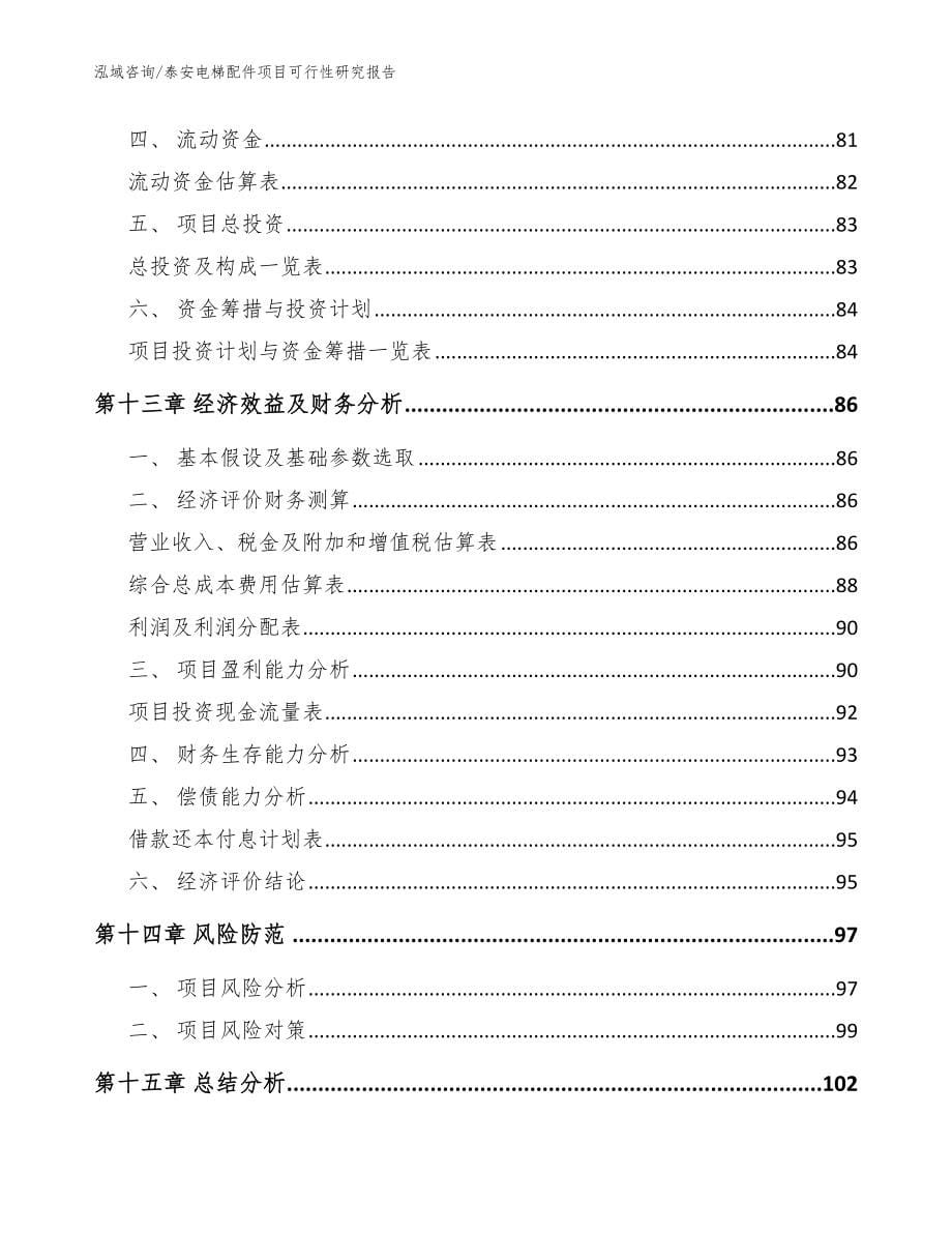 泰安电梯配件项目可行性研究报告_范文_第5页