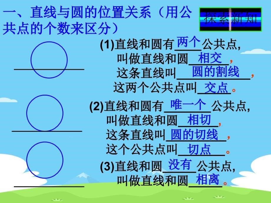 华东师大版九年级下册2722直线与圆的位置关系ppt课件_第5页