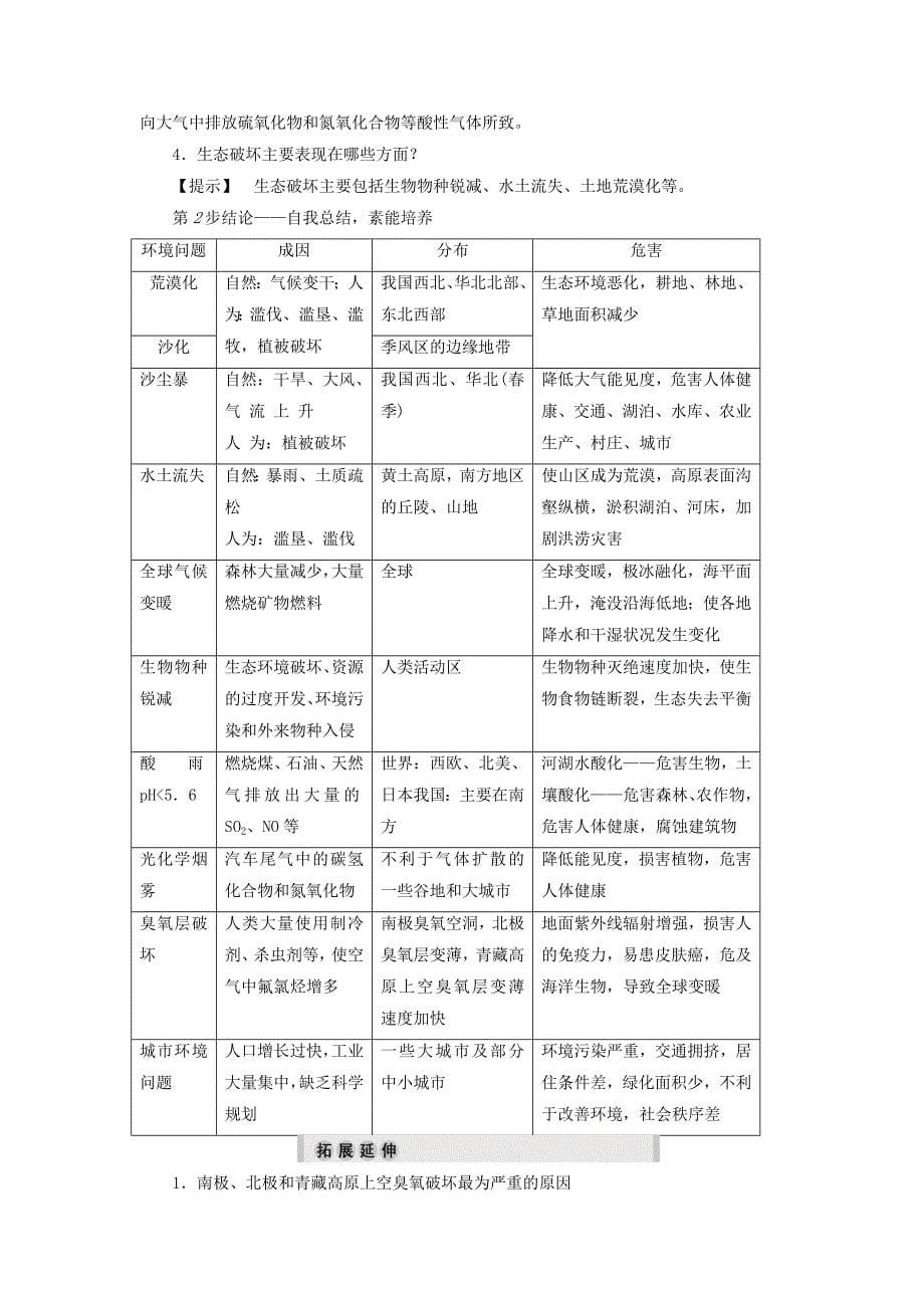 2022年高中地理第1章环境与环境问题第2节环境问题的产生及其危害学案中图版_第5页