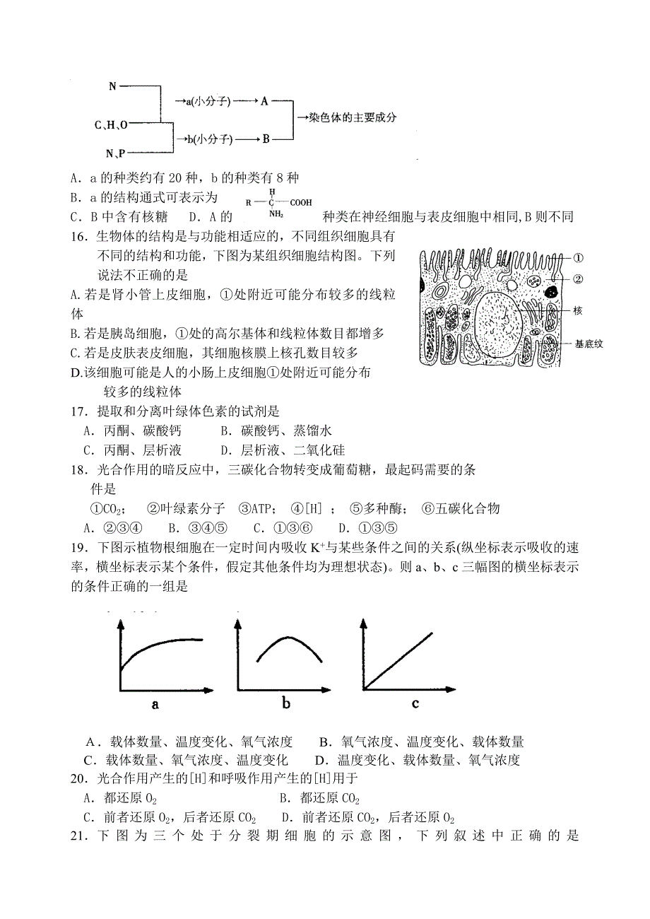 高三生物九月月考测试题_第4页